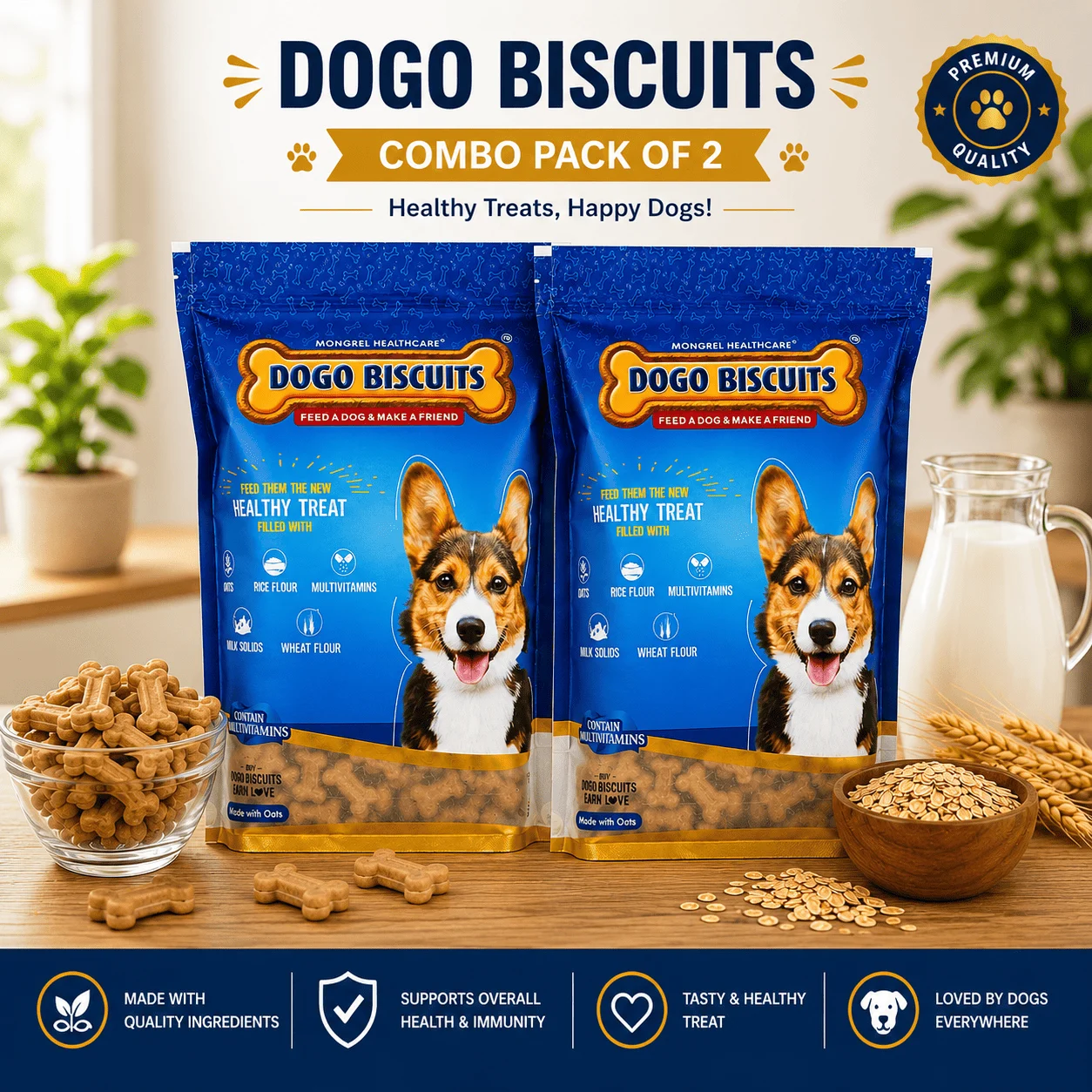 bloxikdsuw8iuzbfqpas Dogo Biscuits Puppy 1 Kg Pack of 2 | Multigrain Biscuit Made with Oats and Multivitamins - Image 1